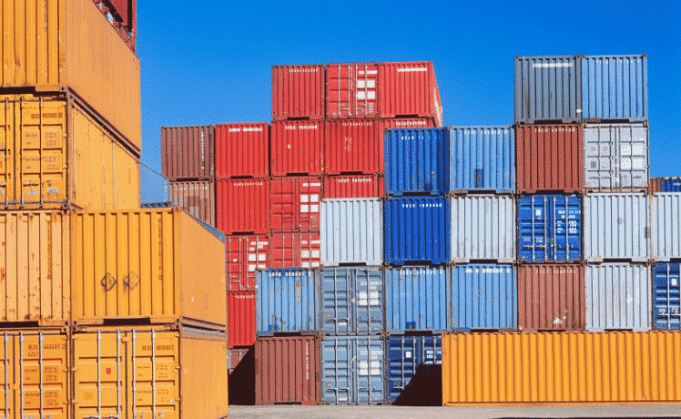 Used shipping containers are rectangular storage containers composed of durable steel components that are used to contain products for shipping.