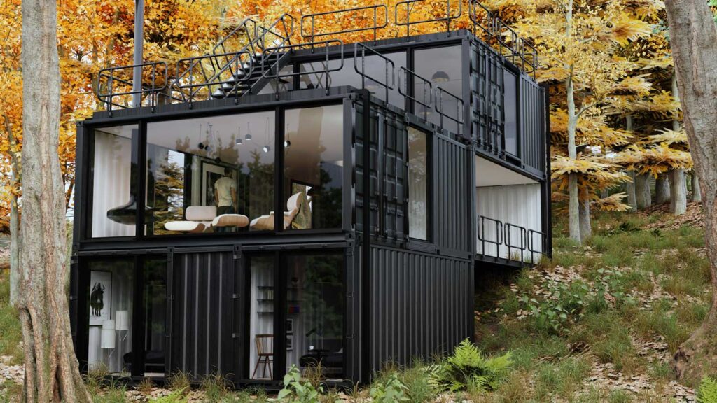 Stacked shipping containers to create a home