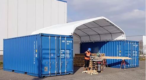 Shipping container used as a workshop